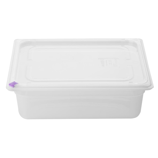 Hygiplas Click PP 1/2 GN Container with Lid & 7 Colour Clips 100mm 5.9 Ltr (4 Pack)