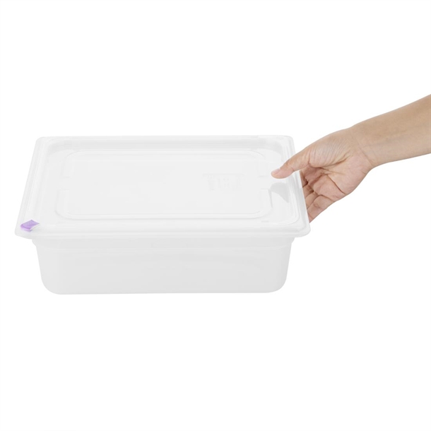 Hygiplas Click PP 1/2 GN Container with Lid & 7 Colour Clips 100mm 5.9 Ltr (4 Pack)
