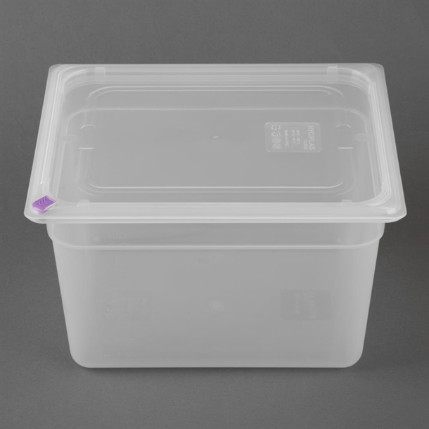 Hygiplas Click PP 1/2 GN Container with Lid & 7 Colour Clips 200mm 11.7Ltr (4 Pack) Hygiplas Click PP 1/2 GN Container with Lid & 7 Colour Clips 200mm 11.7Ltr (4 Pack)
