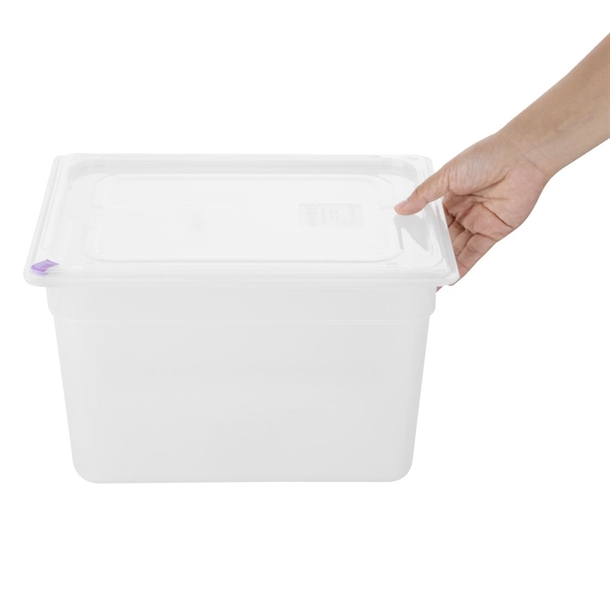 Hygiplas Click PP 1/2 GN Container with Lid & 7 Colour Clips 200mm 11.7Ltr (4 Pack) Hygiplas Click PP 1/2 GN Container with Lid & 7 Colour Clips 200mm 11.7Ltr (4 Pack)
