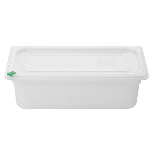 Hygiplas Click PP 1/3 GN Container with Lid & 7 Colour Clips 100mm 3.6Ltr (4 Pack) Hygiplas Click PP 1/3 GN Container with Lid & 7 Colour Clips 100mm 3.6Ltr (4 Pack)