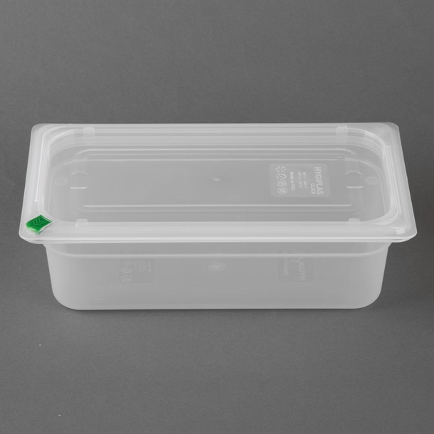 Hygiplas Click PP 1/3 GN Container with Lid & 7 Colour Clips 100mm 3.6Ltr (4 Pack) Hygiplas Click PP 1/3 GN Container with Lid & 7 Colour Clips 100mm 3.6Ltr (4 Pack)