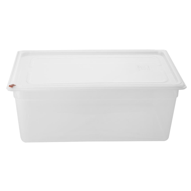 Hygiplas Click PP 1/1 GN Container with Lid & 7 Colour Clips 200mm 25.6Ltr (2 Pack) Hygiplas Click PP 1/1 GN Container with Lid & 7 Colour Clips 200mm 25.6Ltr (2 Pack)