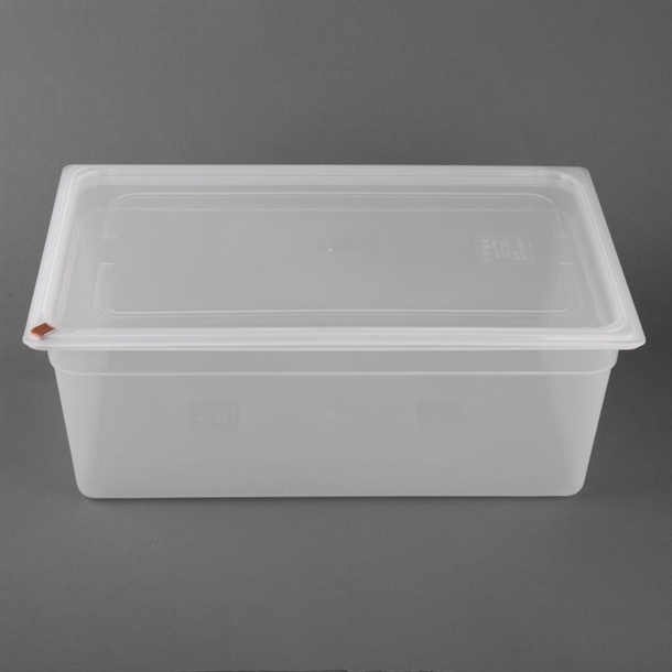 Hygiplas Click PP 1/1 GN Container with Lid & 7 Colour Clips 200mm 25.6Ltr (2 Pack) Hygiplas Click PP 1/1 GN Container with Lid & 7 Colour Clips 200mm 25.6Ltr (2 Pack)