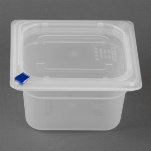 Hygiplas Click PP 1/6 GN Container with Lid & 7 Colour Clips 100mm 1.5Ltr (4 Pack)