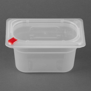 Hygiplas Click PP 1/9 GN Container with Lid & 7 Colour Clips 100mm 0.85Ltr (4 Pack)
