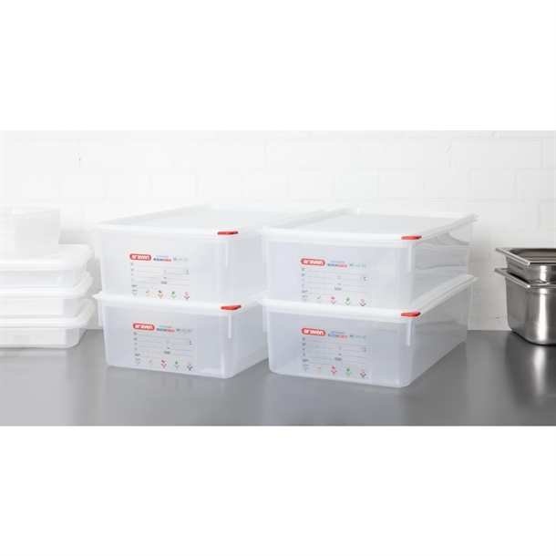 Araven Polypropylene 1/1 Gastronorm Containers With Lids 150mm (4 Pack)