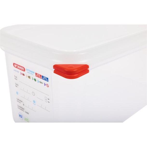 Araven Polypropylene 1/3 Gastronorm Containers With Lids 150mm (4 Pack) Araven Polypropylene 1/3 Gastronorm Containers With Lids 150mm (4 Pack)
