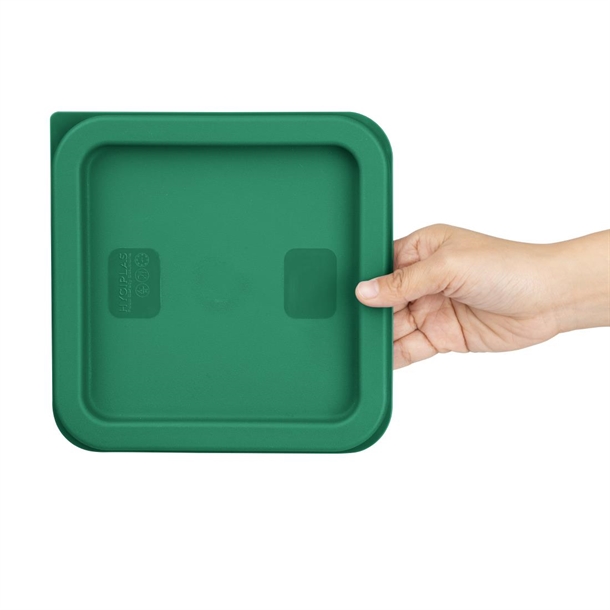 Hygiplas Square Food Storage Container Lid Green Small Hygiplas Square Food Storage Container Lid Green Small