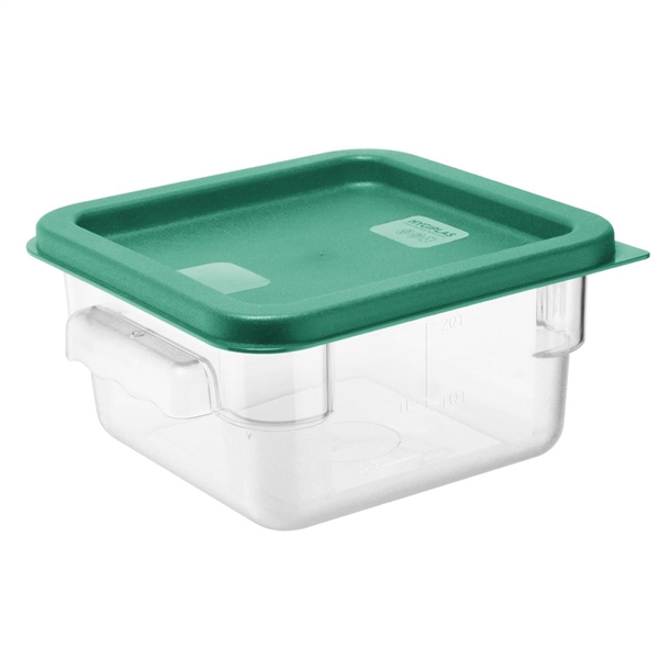Hygiplas Square Food Storage Container Lid Green Small Hygiplas Square Food Storage Container Lid Green Small