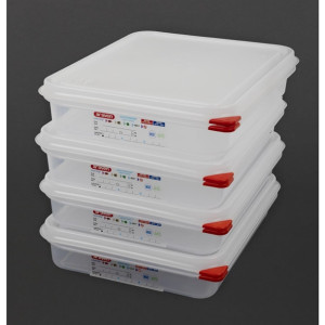 Araven Polypropylene 1/2 Gastronorm Containers With Lids 65mm (4 Pack)