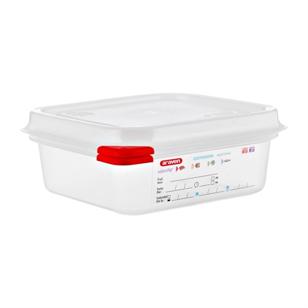 Araven Polypropylene 1/6 Gastronorm Containers With Lids 65mm (4 Pack)