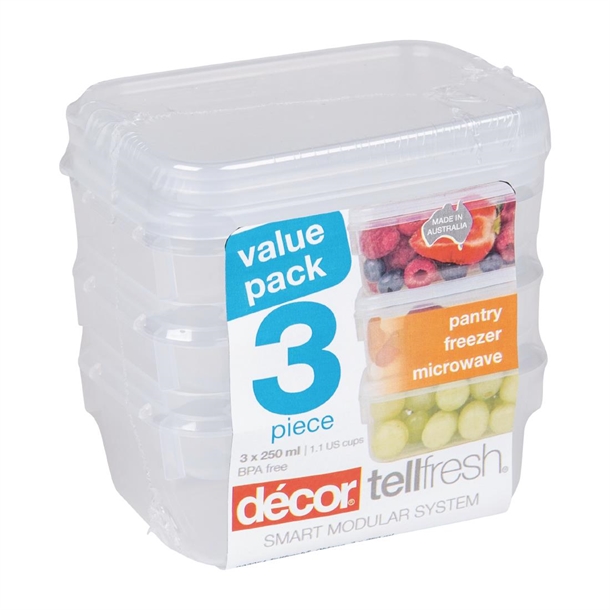 Decor TellFresh Food Storage Container 250ml (3 Pack) Decor TellFresh Food Storage Container 250ml (3 Pack)