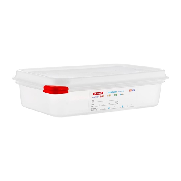 Araven Polypropylene 1/4 Gastronorm Containers With Lids 65mm (4 Pack) Araven Polypropylene 1/4 Gastronorm Containers With Lids 65mm (4 Pack)