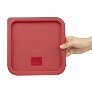 Hygiplas Red Square Food Storage Container Lid Medium