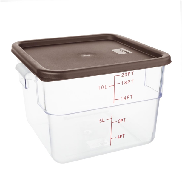 Hygiplas Square Food Storage Container Lid Brown Large Hygiplas Square Food Storage Container Lid Brown Large