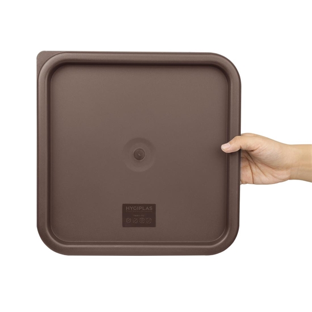Hygiplas Square Food Storage Container Lid Brown Large Hygiplas Square Food Storage Container Lid Brown Large