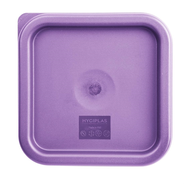 Hygiplas Square Food Storage Container Lid Purple Small Hygiplas Square Food Storage Container Lid Purple Small