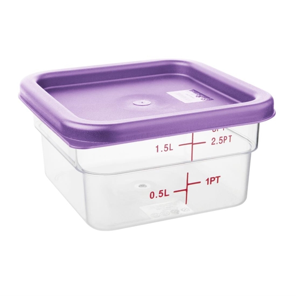 Hygiplas Square Food Storage Container Lid Purple Small Hygiplas Square Food Storage Container Lid Purple Small