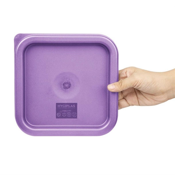 Hygiplas Square Food Storage Container Lid Purple Small Hygiplas Square Food Storage Container Lid Purple Small