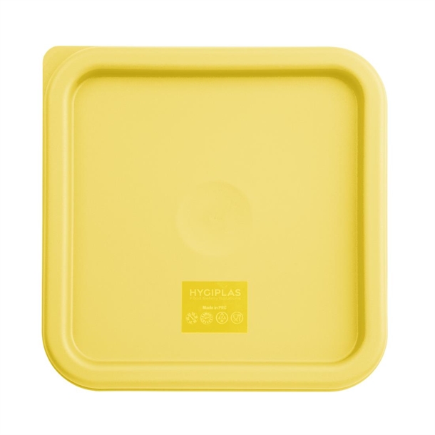 Hygiplas Square Food Storage Container Lid Yellow Medium Hygiplas Square Food Storage Container Lid Yellow Medium