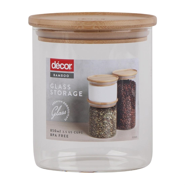Décor Bamboo Canister Glass Jar 850ml
