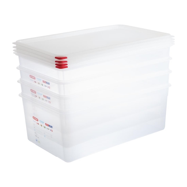 Araven Polypropylene 1/1 Gastronorm Containers With Lids 200mm (4 Pack)
