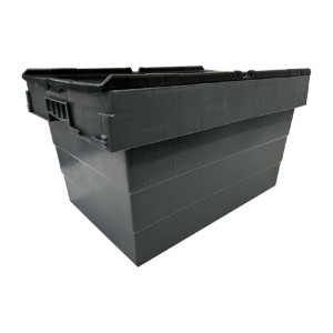 Vogue Plastic Transport Storage Crate with Attached Lid 600x400x320mm