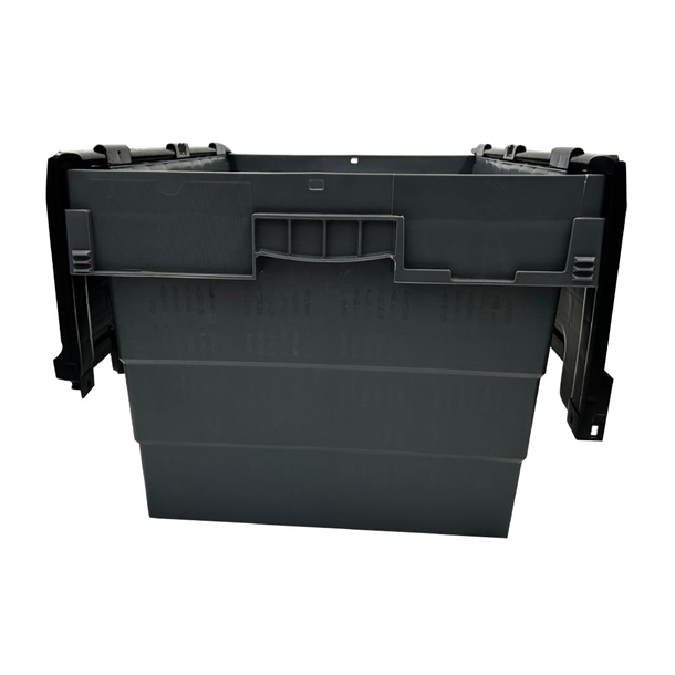 Vogue Plastic Transport Storage Crate with Attached Lid 600x400x320mm