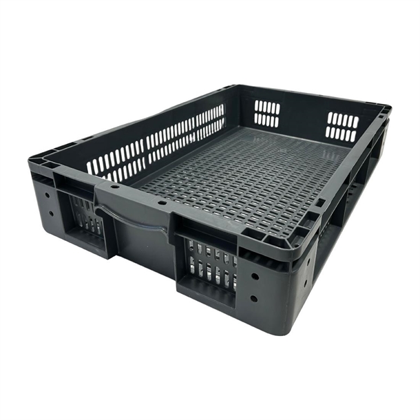 Vogue Perforated Plastic Storage Crate 600x400x120mm
