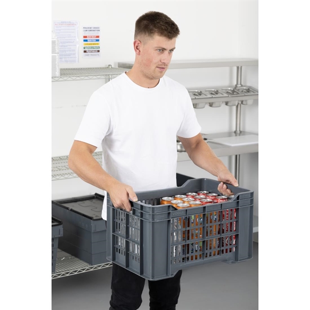 Vogue Perforated Plastic Storage Crate 542x360x290mm Vogue Perforated Plastic Storage Crate 542x360x290mm