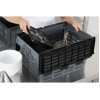 Vogue Perforated Plastic Transport Storage Crate with Attached Lid 600x400x320mm Vogue Perforated Plastic Transport Storage Crate with Attached Lid 600x400x320mm