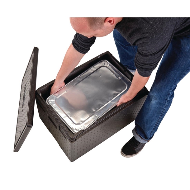 Cambro GOBOX EPP180XLT Top Loading Carrier for disposable dishes and Gelato Pans Black - 64.5Ltr Cambro GOBOX EPP180XLT Top Loading Carrier for disposable dishes and Gelato Pans Black - 64.5Ltr
