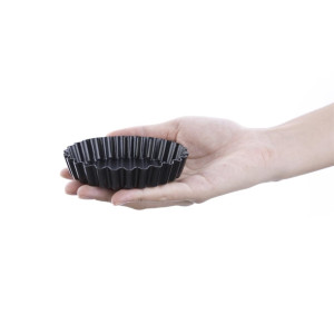 Vogue Non-Stick Mini Quiche Tin With Removable Base 100mm (3 Pack)