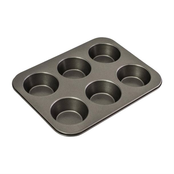 Bakemaster Muffin/Cupcake Pan Large Non-Stick 6 Cup (90x40mm) - 35x26cm