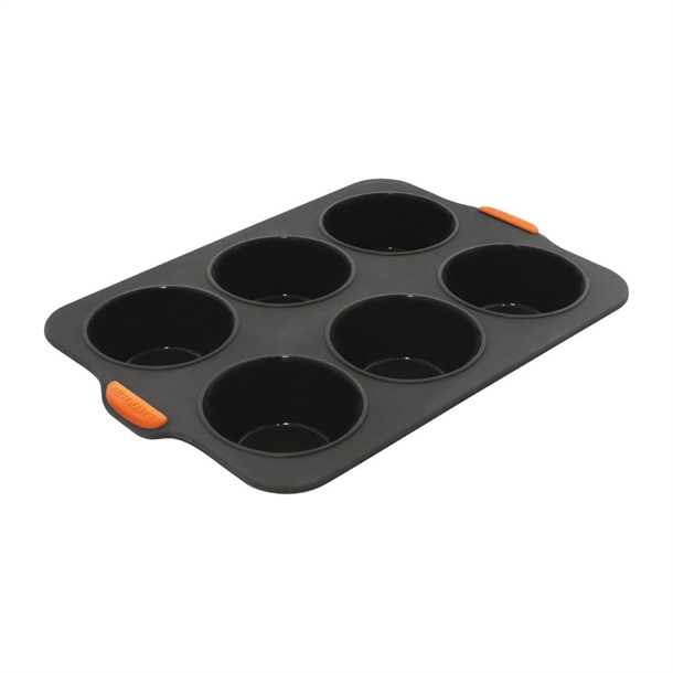 Bakemaster Reinforced Silicone Muffin Pan Large 6 Cup (90x45mm) Grey - 35.5x24x5cm