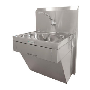 Stoddart Plumbing 11Ltr Wash Basin Knee Operated With Lower Plumbing Shroud and Splashback Mounted Spout