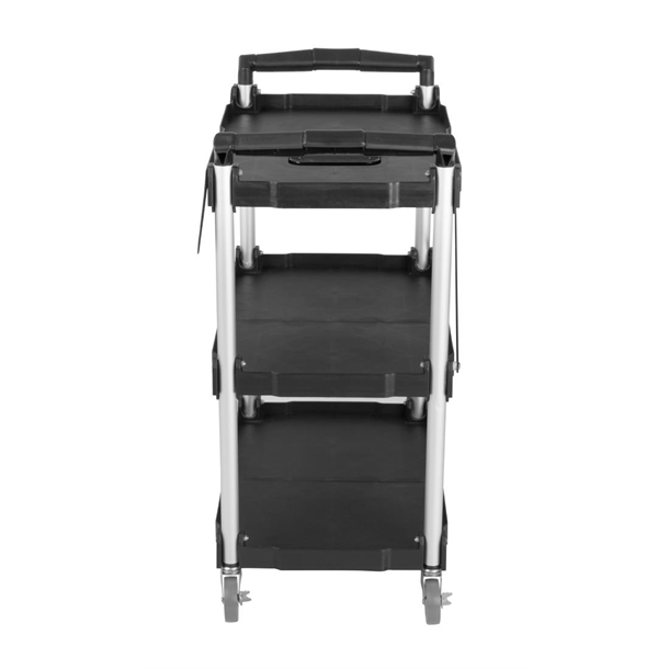 Vogue 3 Tier PP Folding Trolley Black Small Vogue 3 Tier PP Folding Trolley Black Small