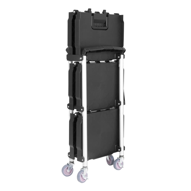 Vogue 3 Tier PP Folding Trolley Black Small Vogue 3 Tier PP Folding Trolley Black Small