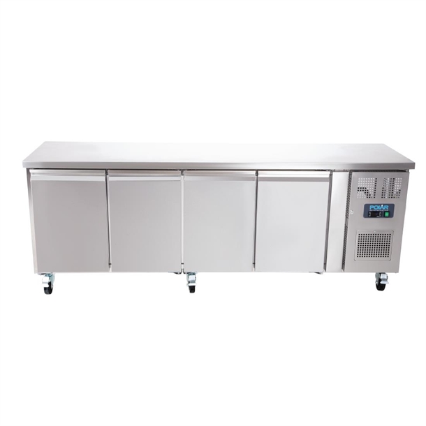 Polar U-Series Slimline Four Door Counter Fridge 449Ltr