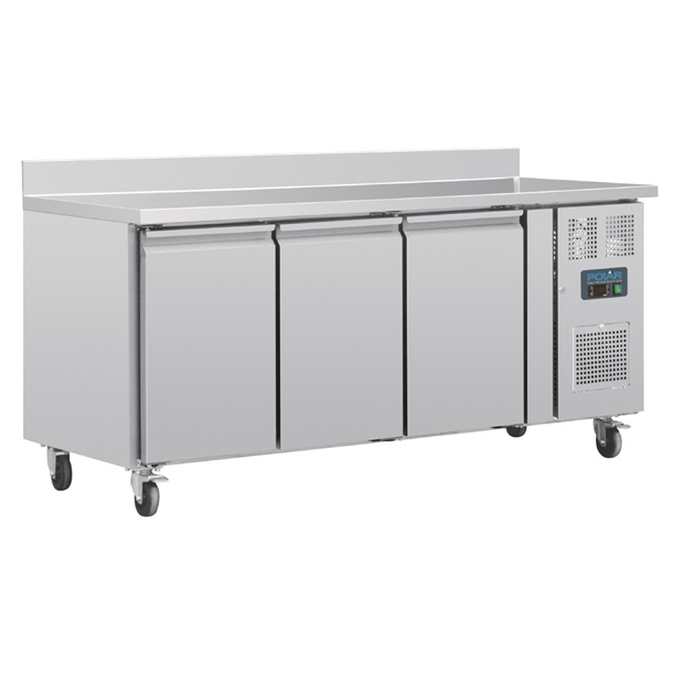 Polar U-Series Triple Door Counter Fridge with Upstand - 417Ltr