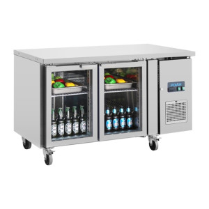 Polar U-Series 2 Door Counter Fridge with Glass Doors 205Ltr