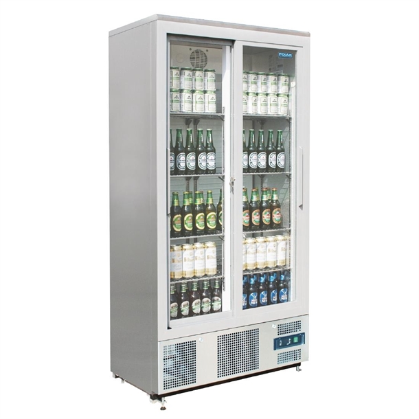 Polar G-Series Upright Back Bar Cooler With Double Sliding Doors 490Ltr Polar G-Series Upright Back Bar Cooler With Double Sliding Doors 490Ltr