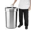 Bolero 'D' Shape Bin with Open Lid Brushed Steel 86Ltr