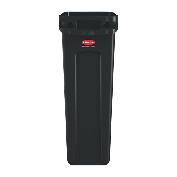 Rubbermaid Slim Jim Container with Venting Channels Black 87Ltr Rubbermaid Slim Jim Container with Venting Channels Black 87Ltr