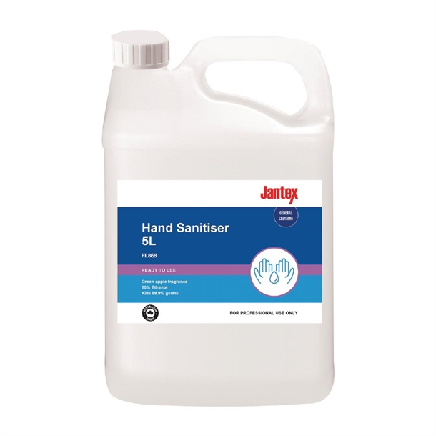 Jantex Hand Sanitiser 80% Ethanol Green Apple - 5L Jantex Hand Sanitiser 80% Ethanol Green Apple - 5L