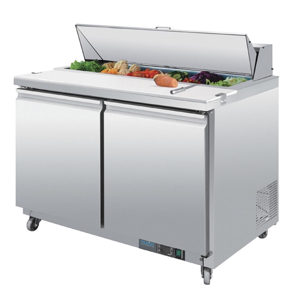 Polar U-Series Double Door Prep Counter Fridge 405Ltr Polar U-Series Double Door Prep Counter Fridge 405Ltr