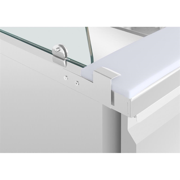 Polar U-Series GN Saladette Counter with Square Sneeze Guard 4 Door