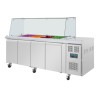Polar U-Series GN Saladette Counter with Square Sneeze Guard 4 Door