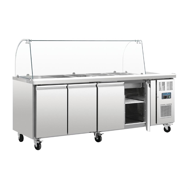 Polar U-Series Four Door Refrigerated Gastronorm Saladette Counter